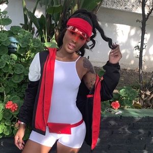 Red black white oversized jacket